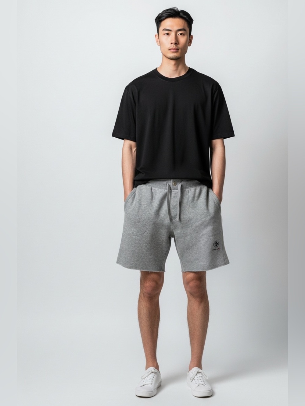 RLX Ralph Lauren Men's Gray Logo Fleece Drawstring Shorts Size L